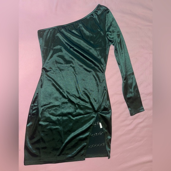 SHEIN One Shoulder Green Bodycon Dress - Picture 1 of 6